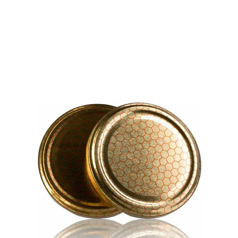 Tampa pasteurização Twist Off 77 dorada com célula de abelha à venda a granel pela Berlin Packaging Lid pasteurization Twist Off 77 Gold Beehive  The Pack Stock EU