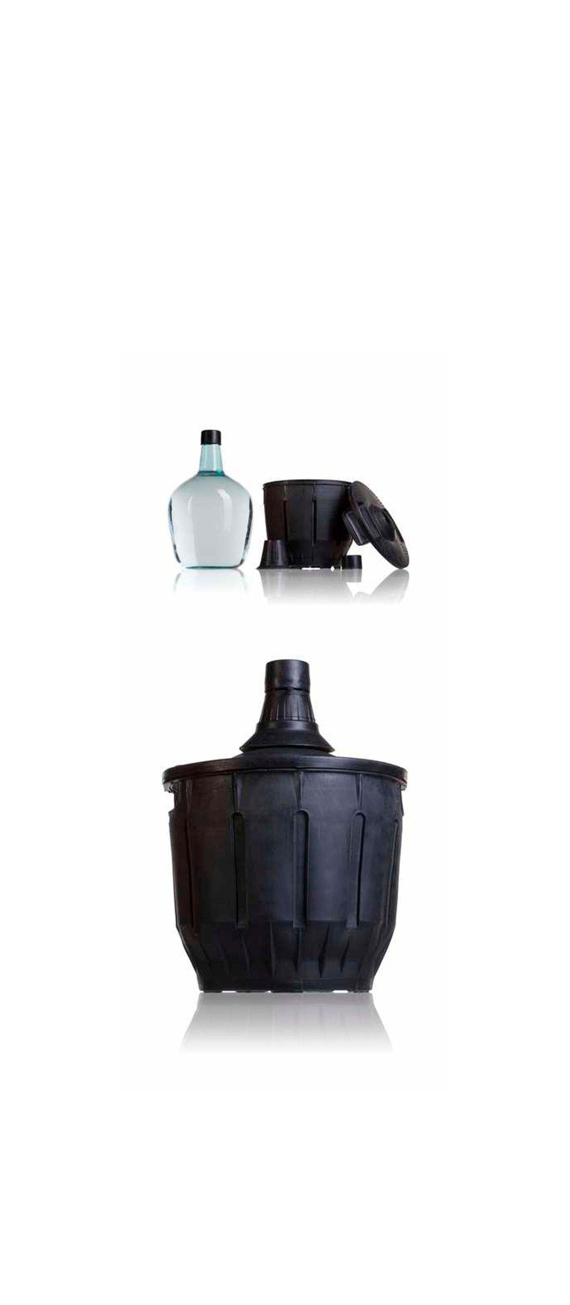 Demijohn 8 liters with black plastic cover and cap cover